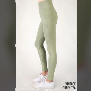 New Hybrid Moto Seam Detail Jegging in Vintage Green Tea
